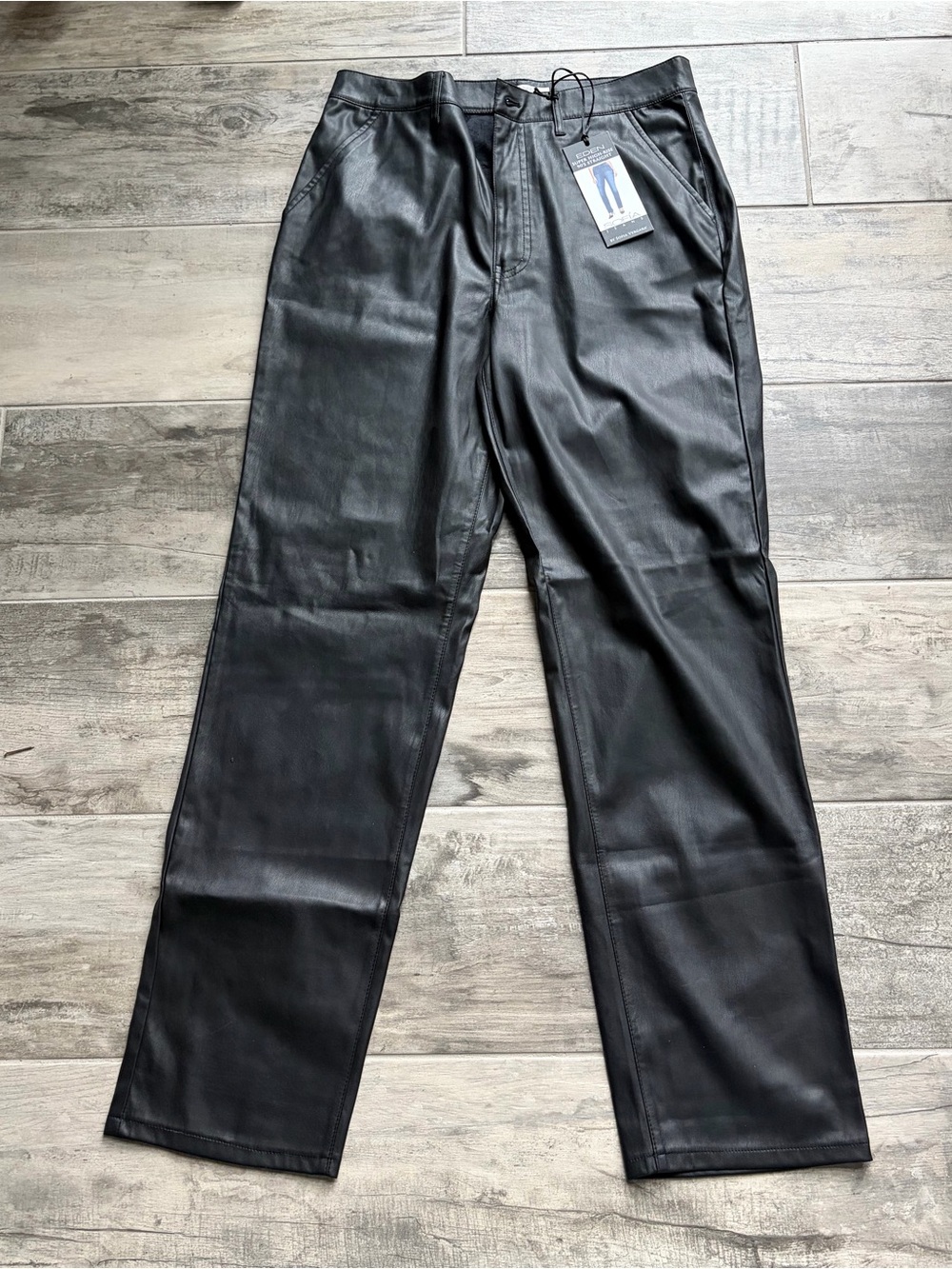 sofia by sofia vergara Black Faux Leather Relaxed Pants